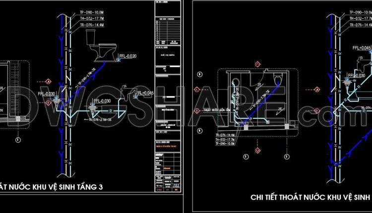 63. Download detailed CAD drawings of the drainage system for a 5-story townhouse