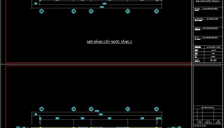 64. CAD drawings detailing the design of water supply and drainage systems for a 3-story townhouse 2.4m x 14.4m (2)