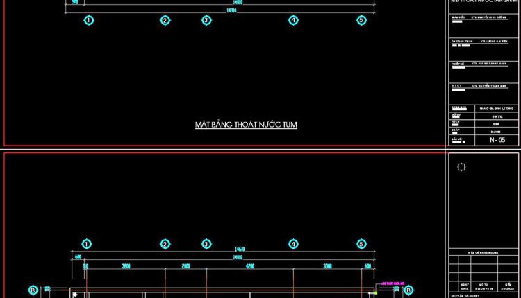 64. CAD drawings detailing the design of water supply and drainage systems for a 3-story townhouse 2.4m x 14.4m (6)