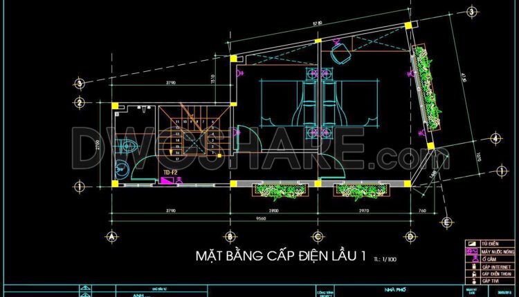 68. CAD drawings for detailed electrical designs for a 3-story townhouse
