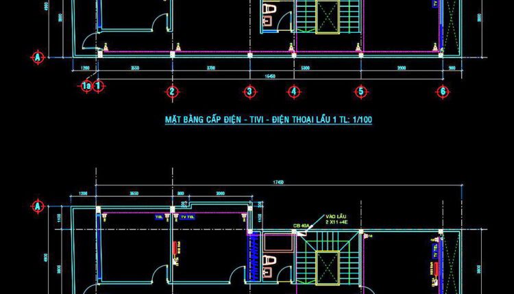 69. CAD drawings for detailed electrical designs for a 3-story townhouse