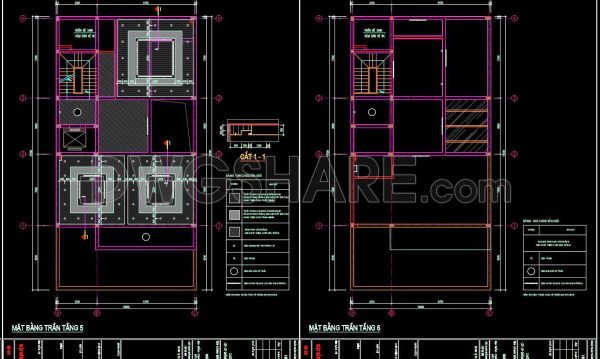 2 years ago
                

                
             61184. Detailed CAD drawings of the ceiling and floor for a 5-story residential house