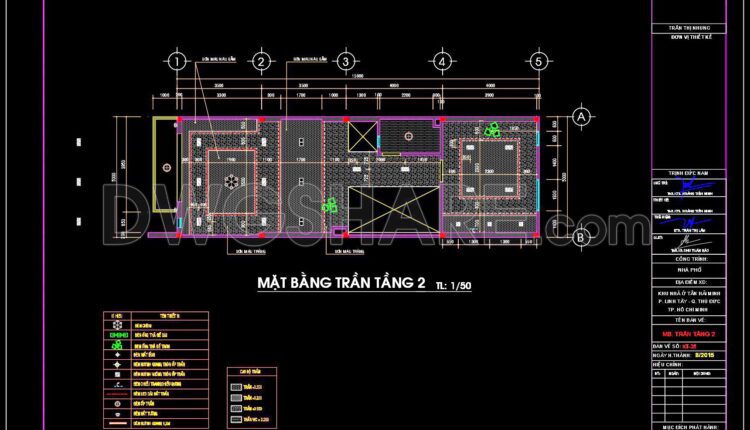 85. Detailed CAD drawings of the ceiling and floor for a 4-story residential house