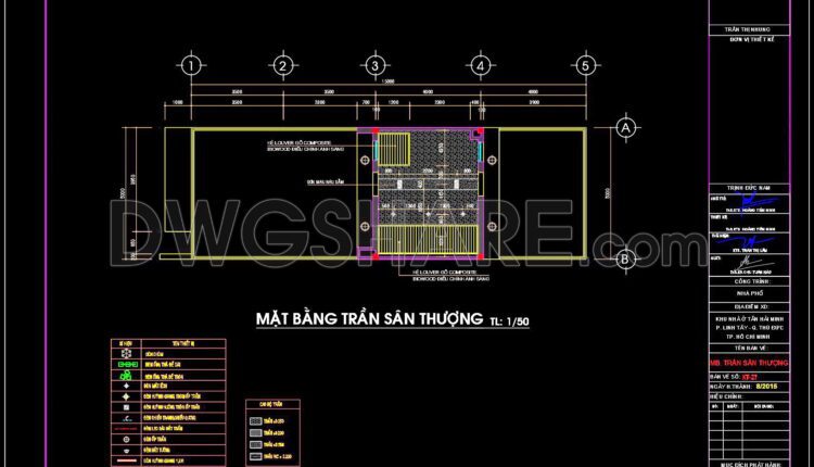 85. Detailed CAD drawings of the ceiling and floor for a 4-story residential house