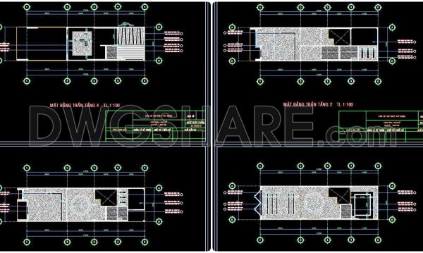 2 years ago
                

                
             43686. Detailed CAD drawings of the ceiling and floor for a 4-story residential house