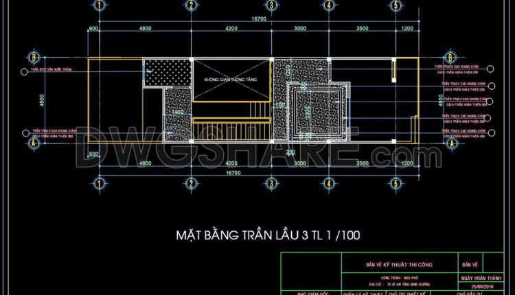 88. Detailed CAD drawings for the ceiling layout design of a 3-story townhouse