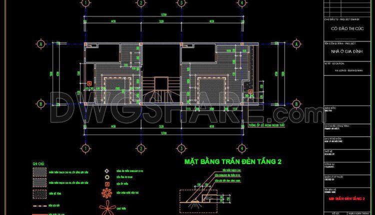 100. Detailed CAD drawings for the ceiling layout design of a 3-story townhouse