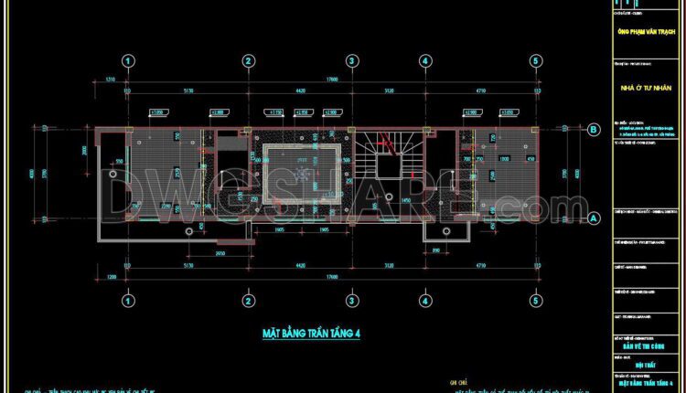 103. Detailed CAD drawings for the ceiling layout design of a 4-story townhouse
