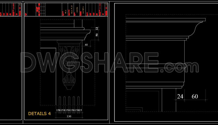 108. CAD technical drawings of kitchen cabinets for the house