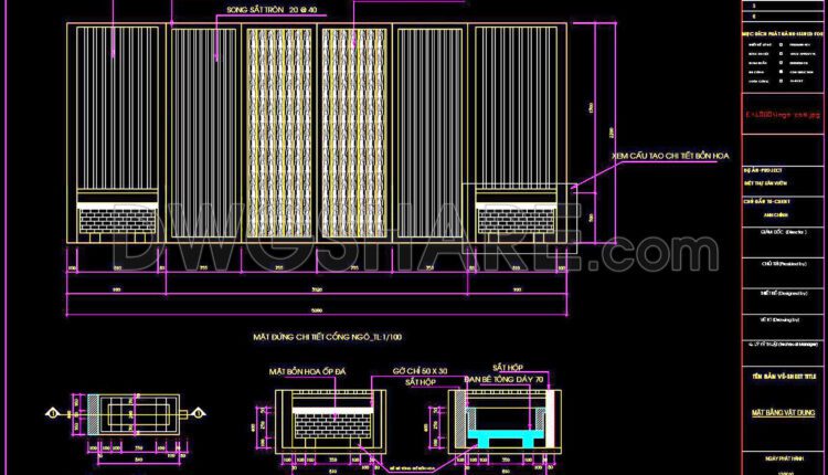 144. CAD drawings detailing gates and fences available for download