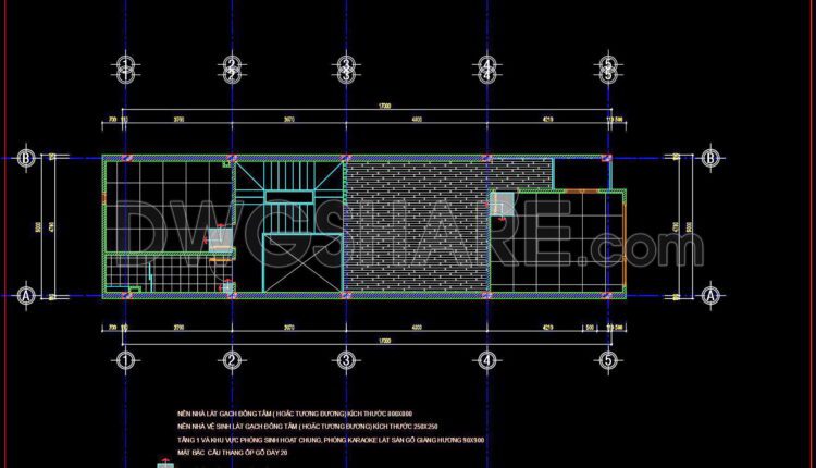 16. Download free detailed CAD drawings of floor plans for a 5-story townhouse