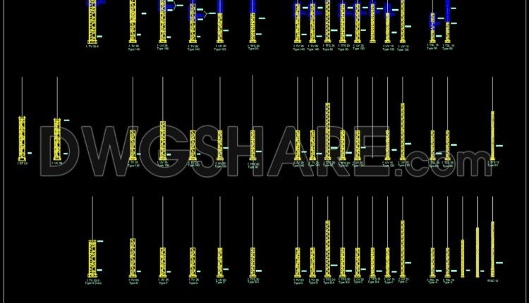 167. Cad Drawings Of Tower Crane Elevations Details