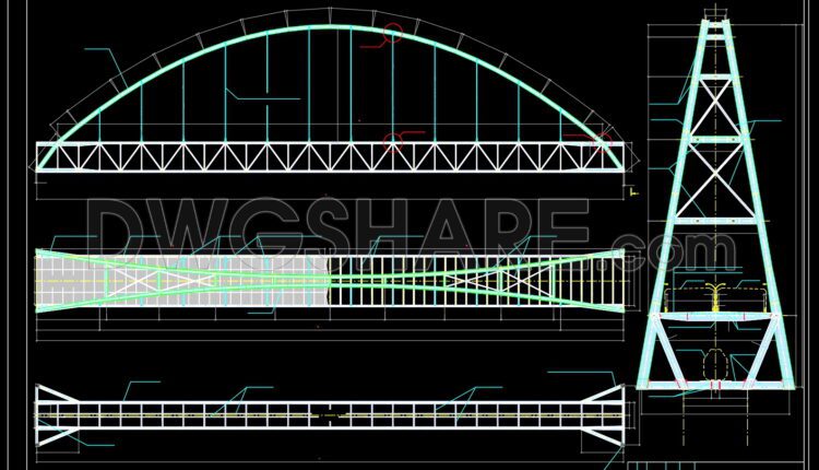 173. CAD drawing Of Bridge across a river free download