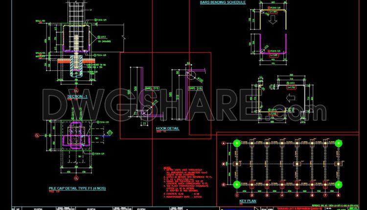 179. CAD drawing Of Pile cap details free download