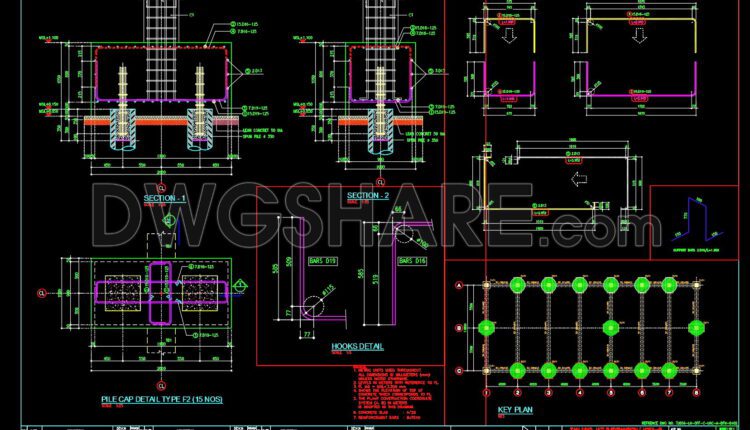179. CAD drawing Of Pile cap details free download