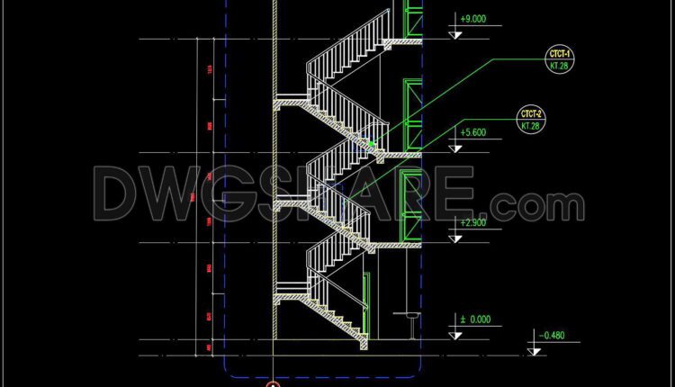 183. Download detailed CAD drawings of townhouse stairs