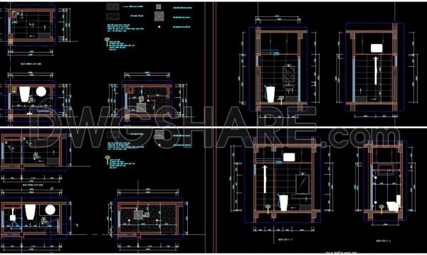 189. WC Layout Plan and elevations details CAD drawings download