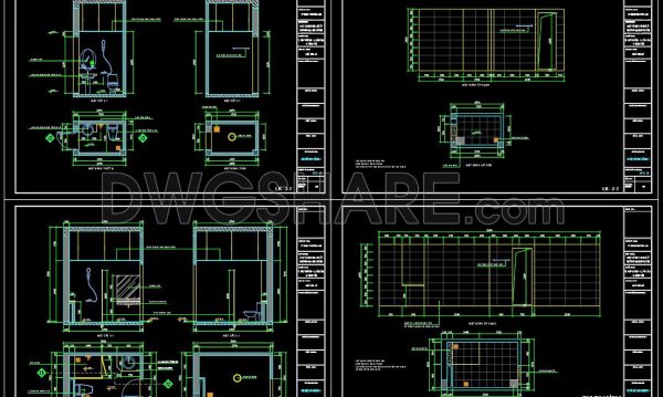 193. WC Layout Plan and elevations details CAD drawings download