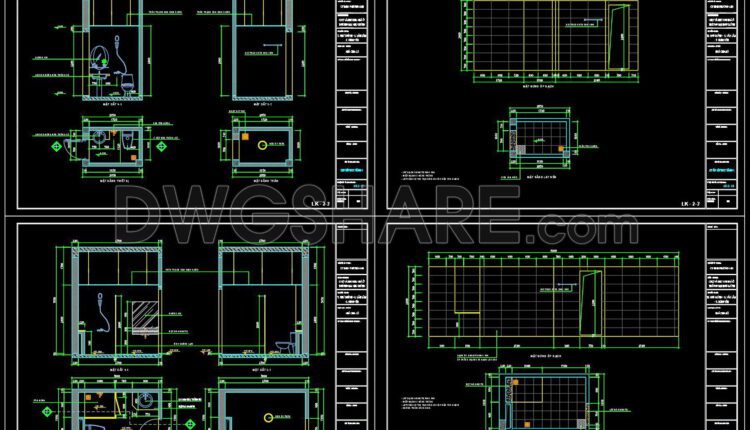 193. WC Layout Plan and elevations details CAD drawings download
