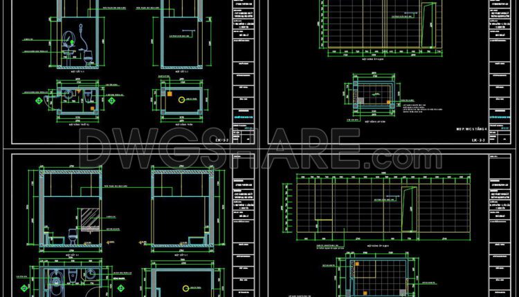 193. WC Layout Plan and elevations details CAD drawings download