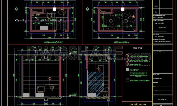 195. WC Layout Plan and elevations details CAD drawings download