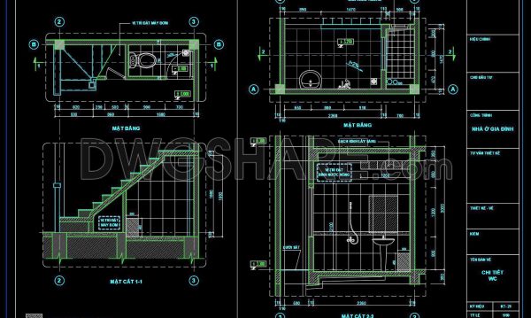 199. WC Layout Plan and elevations details CAD drawings download