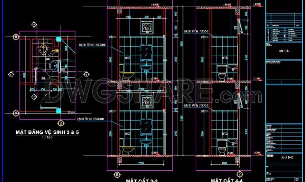 200. WC Layout Plan and elevations details CAD drawings download