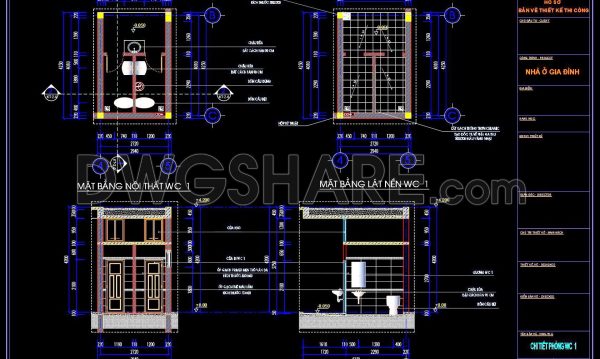 202. WC Layout Plan and elevations details CAD drawings download
