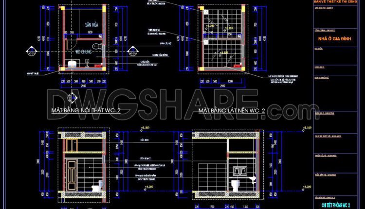 202. WC Layout Plan and elevations details CAD drawings download