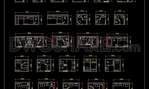 2 years ago
                

                
             1,355204. CAD blocks of layout plans for the functionality of bathrooms and sanitation areas for the house