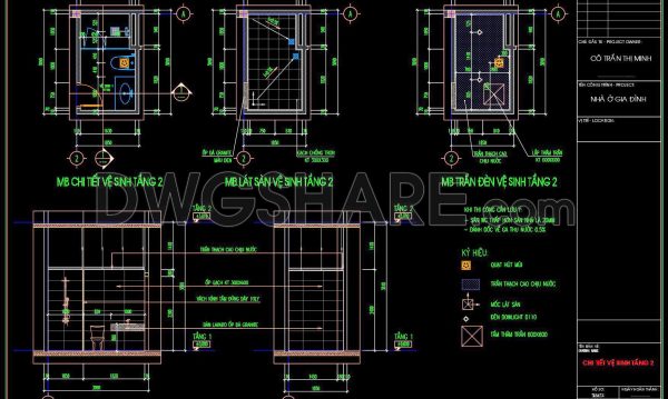 207. WC Layout Plan and elevations details CAD drawings download