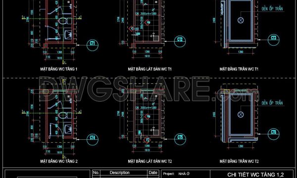 208. WC Layout Plan and elevations details CAD drawings download