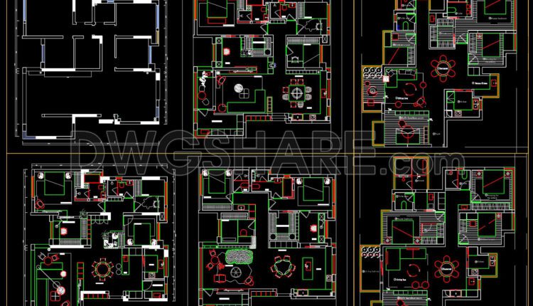 211. Functional layout plans of apartments ranging 150m2