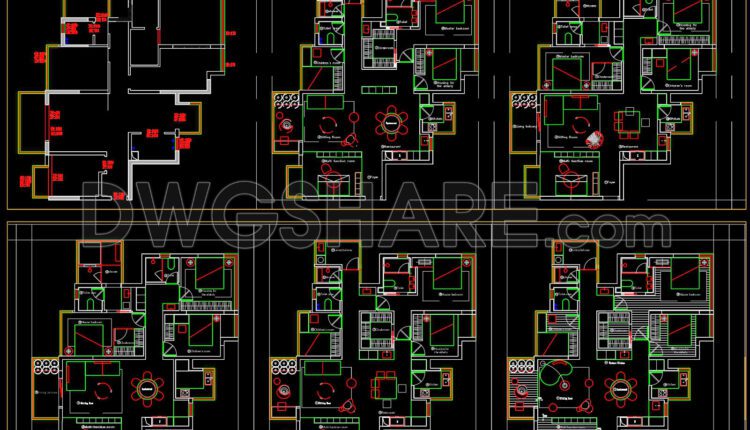 211. Functional layout plans of apartments ranging 150m2