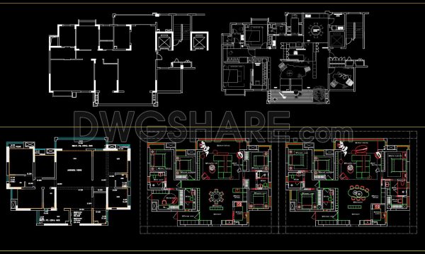 213. Functional layout plans of apartments ranging from 168m2 to 185m2
