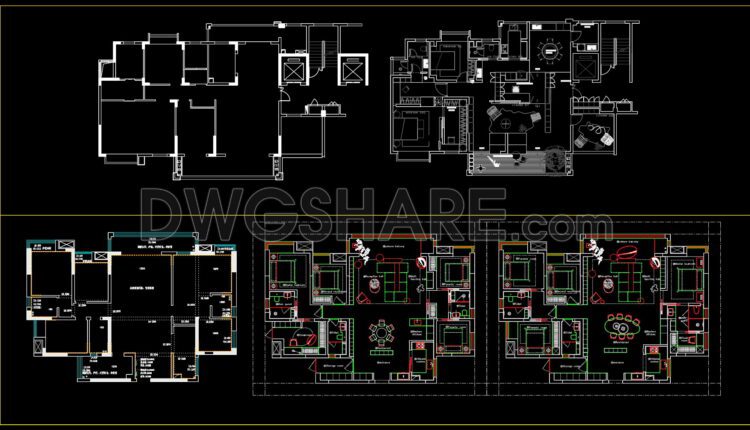 213. Functional layout plans of apartments ranging from 168m2 to 185m2