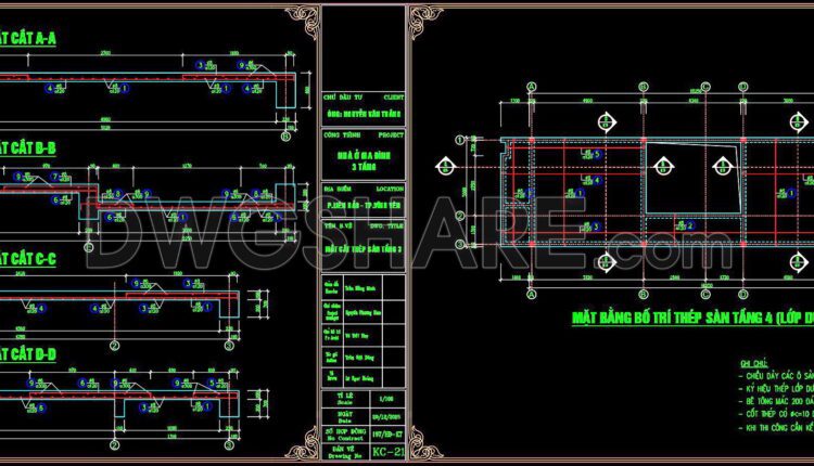 233. Structural Drawings Of 4-Story House A Complete Project 5m x 16.5m For Download