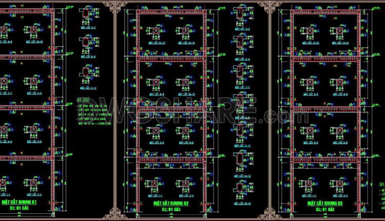 233. Structural Drawings Of 4-Story House A Complete Project 5m x 16.5m For Download