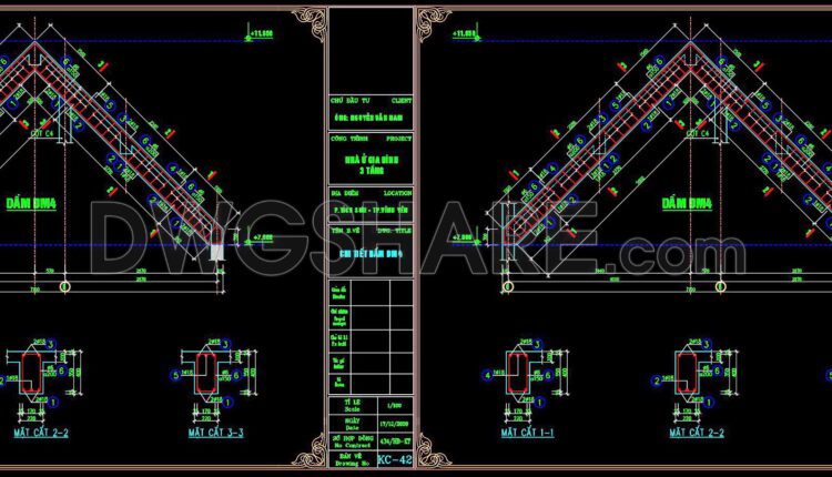 239. Structural Drawings Of 3-Story House A Complete Project 7.7m x 9.3m For Download