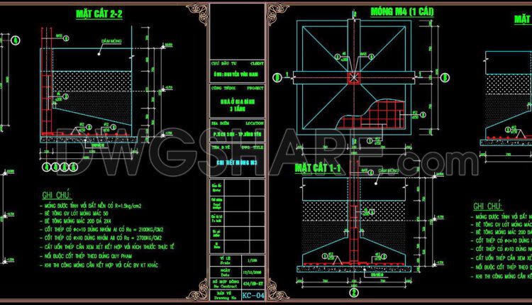 239. Structural Drawings Of 3-Story House A Complete Project 7.7m x 9.3m For Download