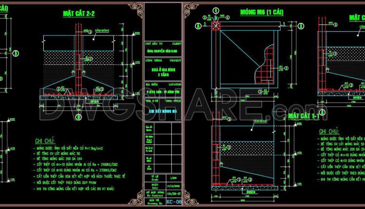 239. Structural Drawings Of 3-Story House A Complete Project 7.7m x 9.3m For Download