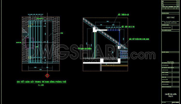 269. Detailed architectural CAD drawings of the roof and garden landscaping of the townhouse