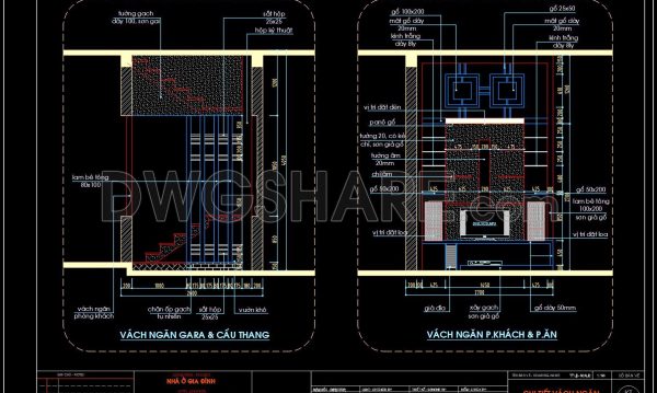 274. CAD detailed drawings of vertical facade wall sections for townhouses