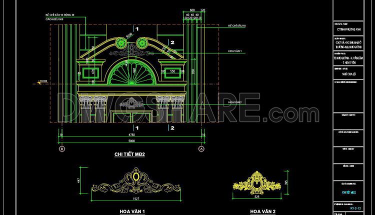 280. Detailed CAD drawings of the facade and classical ornaments for the townhouse