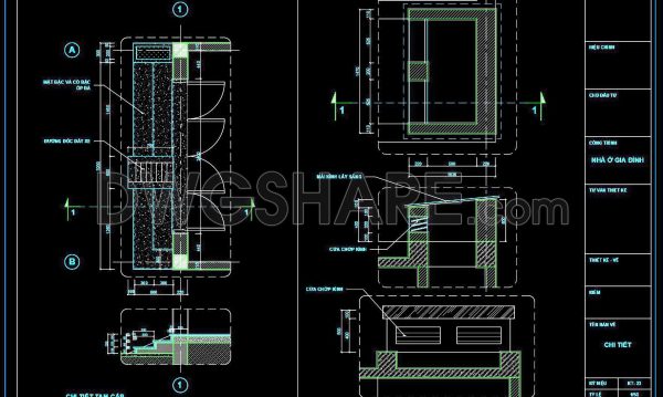285. Detailed CAD drawings of the three-step entrance and skylight glass roof for a townhouse
