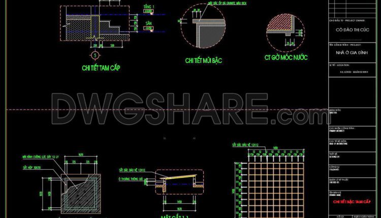 289. Detailed CAD drawings of the three-step entrance and skylight glass roof for a townhouse
