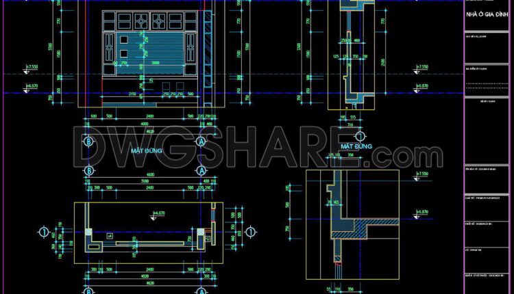 296. CAD detailed drawings of vertical facade wall sections for townhouses