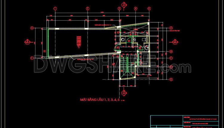 298. CAD design drawings for a 8-story townhouse with dimensions of 7m x 19.2m