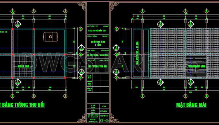 300. CAD design drawings for a 3-story townhouse with dimensions of 6.5m x 15m