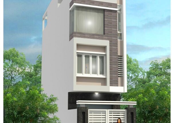 301. CAD design drawings for a 4-story townhouse with dimensions of 4m x 13.5m